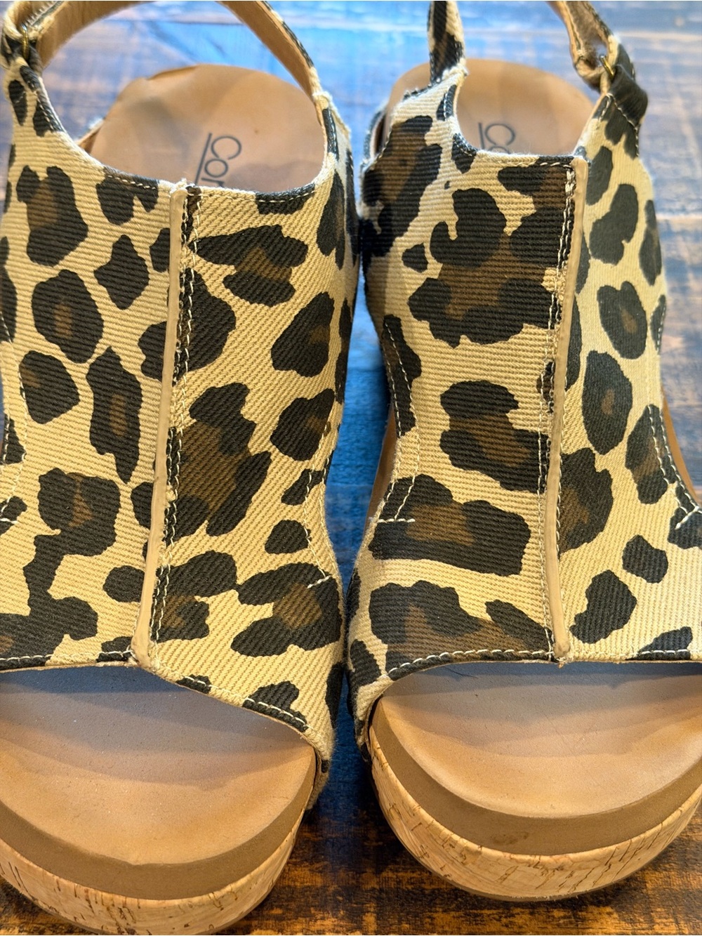 Corkys Leopard-Print Slingback Wedges in Beige and Black - Picture 5 of 9